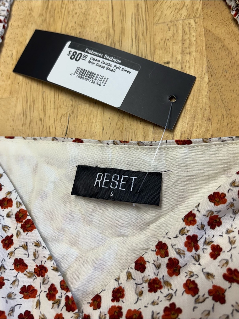NWT Reset by Jane Red Floral Mini Dress w/Sweetheart Neckline & Puff Sleeves - Picture 2 of 6